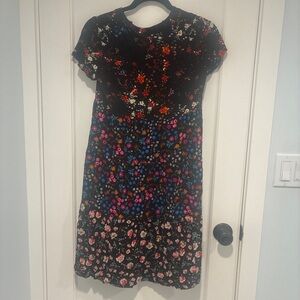 Anthropologie Maeve Black Floral Dress XS